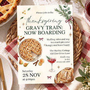 Thanksgiving funny Dinner Pie Dinner Party Invitation