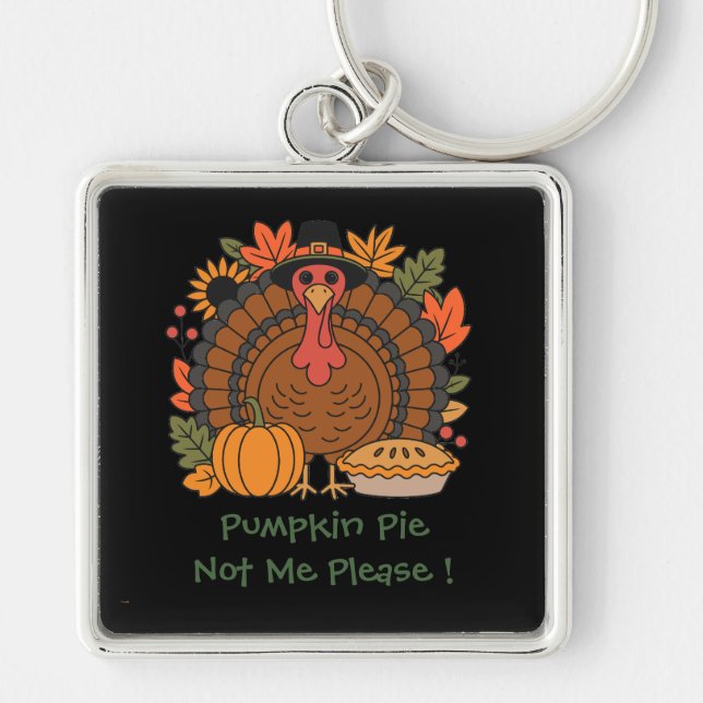 Thanksgiving, Funny Turkey Chef, Gobble, Modern  K Key Ring (Front)