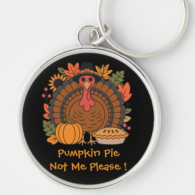 Thanksgiving, Funny Turkey Chef, Gobble, Modern  K Key Ring (Front)