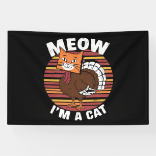 Thanksgiving Funny Turkey Fake Cat Retro  Banner