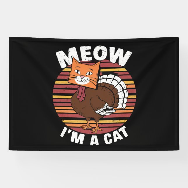 Thanksgiving Funny Turkey Fake Cat Retro  Banner (Horizontal)