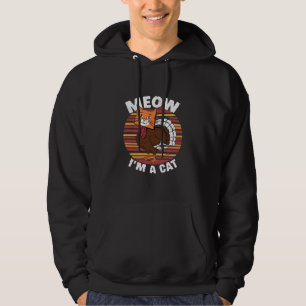 Thanksgiving Funny Turkey Fake Cat Retro  Hoodie