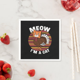 Thanksgiving Funny Turkey Fake Cat Retro Napkin