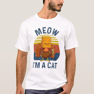 Thanksgiving Funny Turkey Fakes Cats Retro Women M T-Shirt