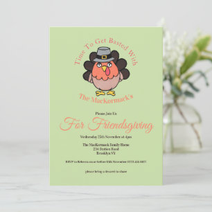 Thanksgiving Funny Turkey Friendsgiving Feast Cute Invitation