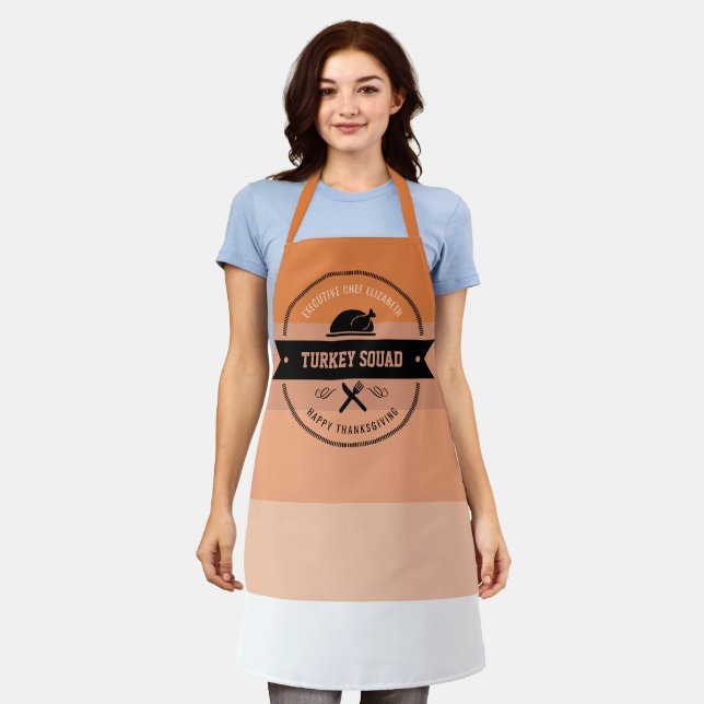 Thanksgiving Funny Turkey Personalised Apron (Worn)