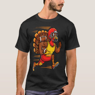 Thanksgiving Funny Turkey Playing Football Men Boy T-Shirt