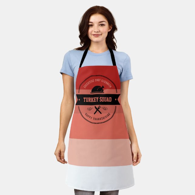 Thanksgiving Funny Turkey Squad Hipster Apron (Worn)