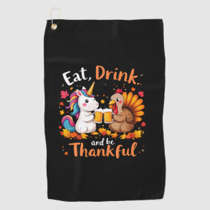 Thanksgiving Funny Unicorn Turkey Day Beer Long Sl Golf Towel