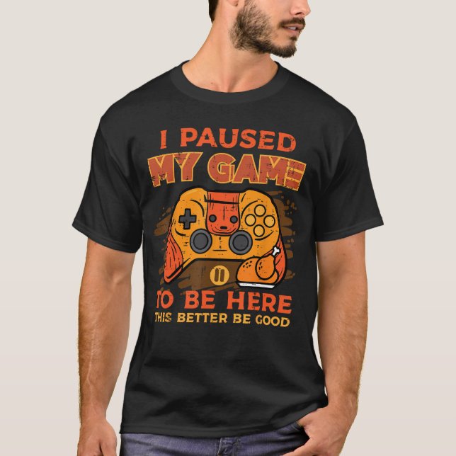 Thanksgiving Gaming Paused My Game Men Boys  Youth T-Shirt (Front)