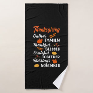 Thanksgiving Gather Family Bath Towel