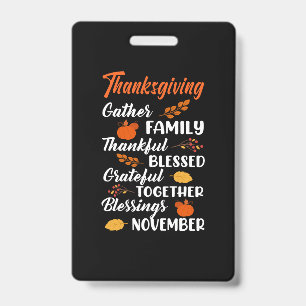 Thanksgiving Gather Family ID Badge