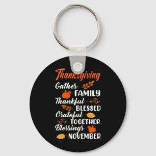Thanksgiving Gather Family Key Ring