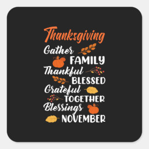 Thanksgiving Gather Family Square Sticker