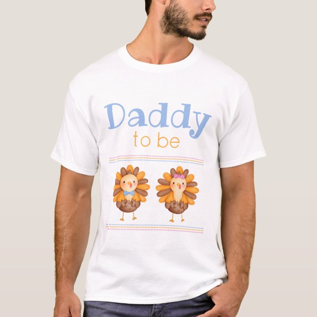 Thanksgiving Gender Reveal Turkey Daddy T-Shirt (Front)