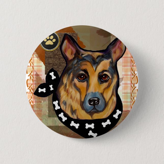 THANKSGIVING GERMAN SHEPHERD 6 CM ROUND BADGE (Front)