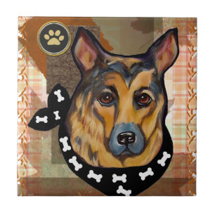 THANKSGIVING GERMAN SHEPHERD CERAMIC TILE