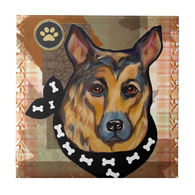THANKSGIVING GERMAN SHEPHERD CERAMIC TILE (Front)