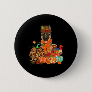 Thanksgiving German Shepherd With Turkey Fall Pump 6 Cm Round Badge
