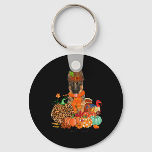 Thanksgiving German Shepherd With Turkey Fall Pump Key Ring