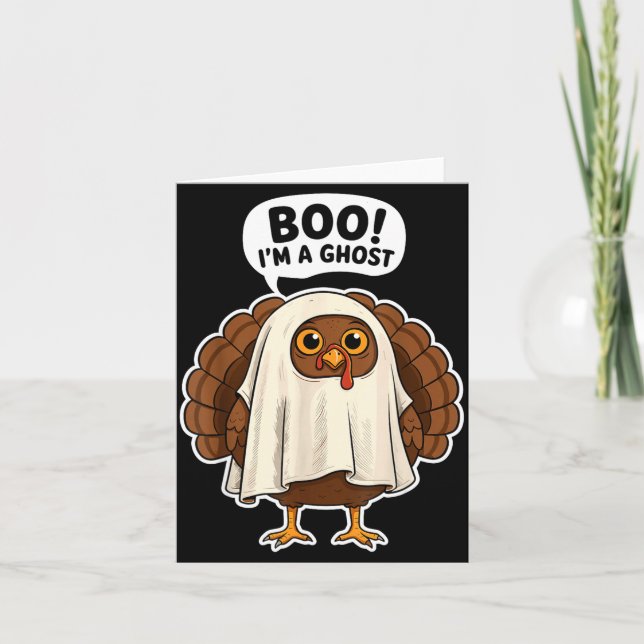 Thanksgiving Ghost Turkey Disguise Funny Halloween Card (Front)