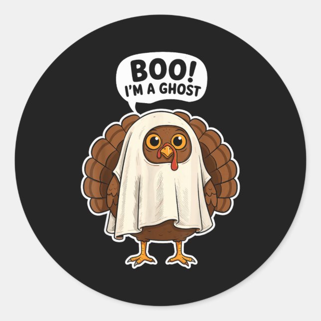 Thanksgiving Ghost Turkey Disguise Funny Halloween Classic Round Sticker (Front)