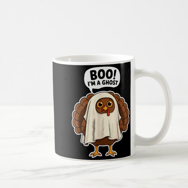 Thanksgiving Ghost Turkey Disguise Funny Halloween Coffee Mug (Right)