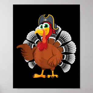Thanksgiving Gift For Badminton Fan Turkey Pirate Poster