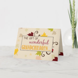 Thanksgiving Gift of Grandchildren Fall Leaves Holiday Card