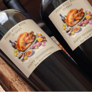 Thanksgiving  Gift Pairs well with Turkey  Wine Label