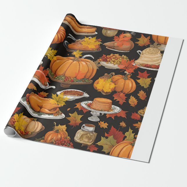 Thanksgiving gift wrapping paper (Unrolled)