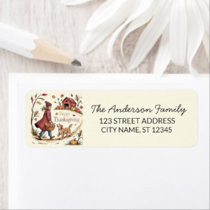 Thanksgiving Girl Dog Farm Pumpkin Return Address  Label