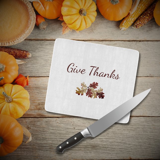 Thanksgiving Give Thanks Autumn Fall Foliage Cutting Board (Creator Uploaded)