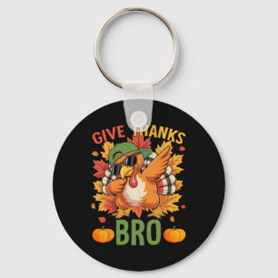 Thanksgiving Give Thanks Bro Cute Turkey Thankful  Key Ring
