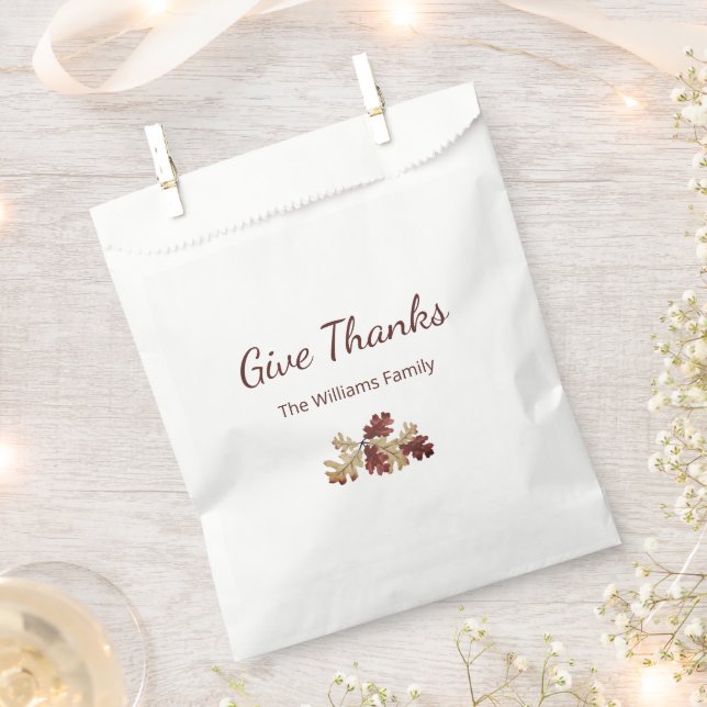 Thanksgiving Give Thanks Fall Foliage Autumn Favour Bag (Clipped)