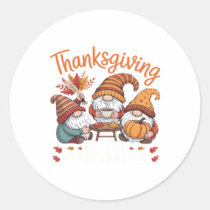 Thanksgiving Gnome Fall Leopard Turkey Essential T Classic Round Sticker