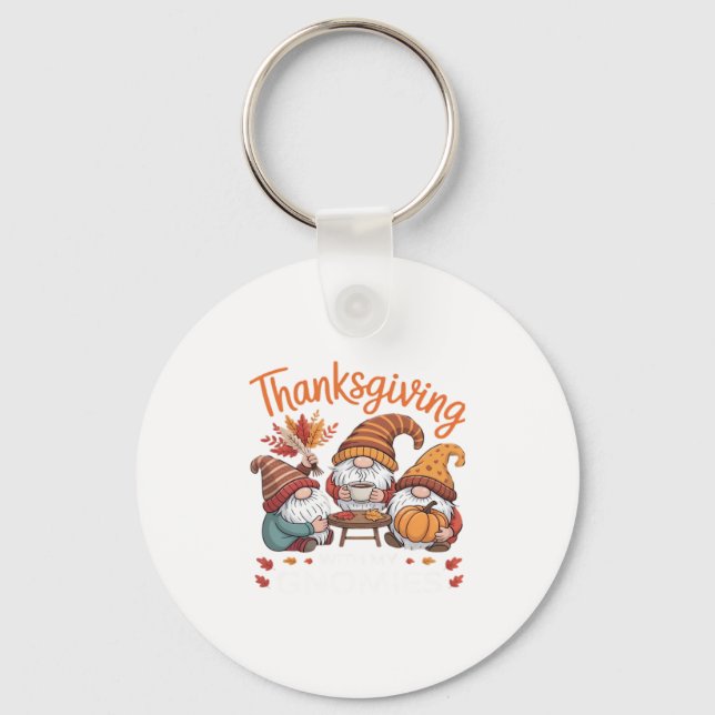 Thanksgiving Gnome Fall Leopard Turkey Essential T Key Ring (Front)