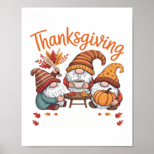 Thanksgiving Gnome Fall Leopard Turkey Essential T Poster