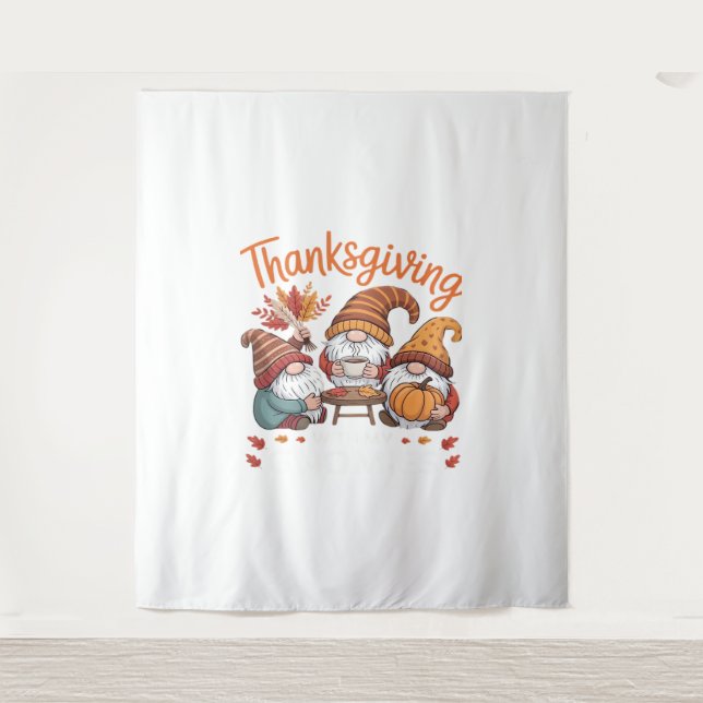 Thanksgiving Gnome Fall Leopard Turkey Essential T Tapestry (Front)