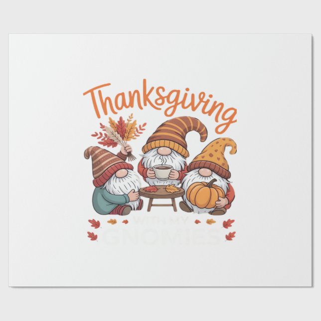 Thanksgiving Gnome Fall Leopard Turkey Essential T Wrapping Paper (Flat)