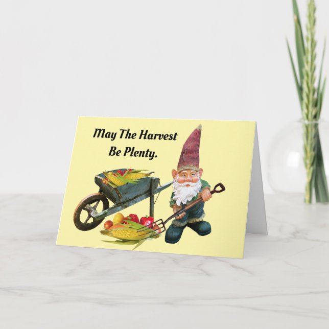 Thanksgiving Gnome Harvest Greeting Card (Front)