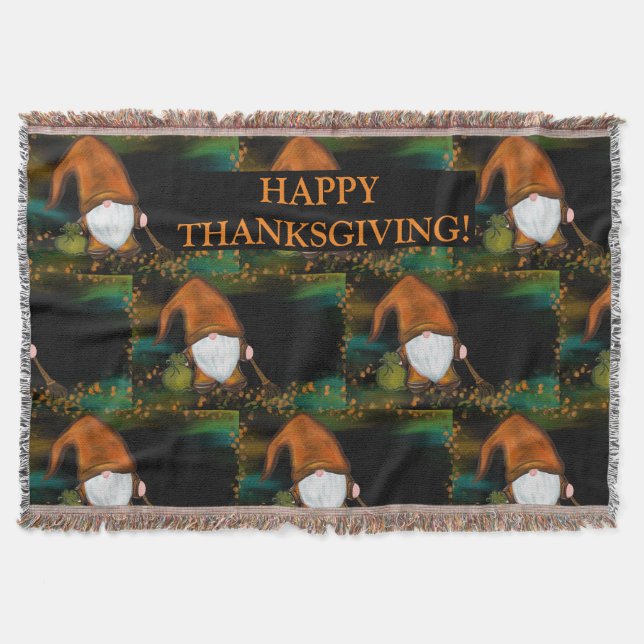 THANKSGIVING  GNOME THROW BLANKET (Front)