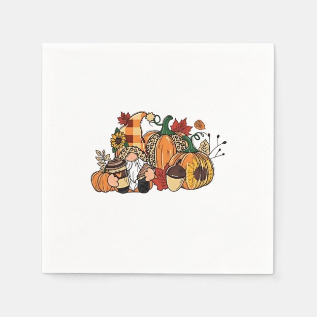 Thanksgiving Gnomes Fall Leaves Gnomes Funny Fall  Napkin (Front)