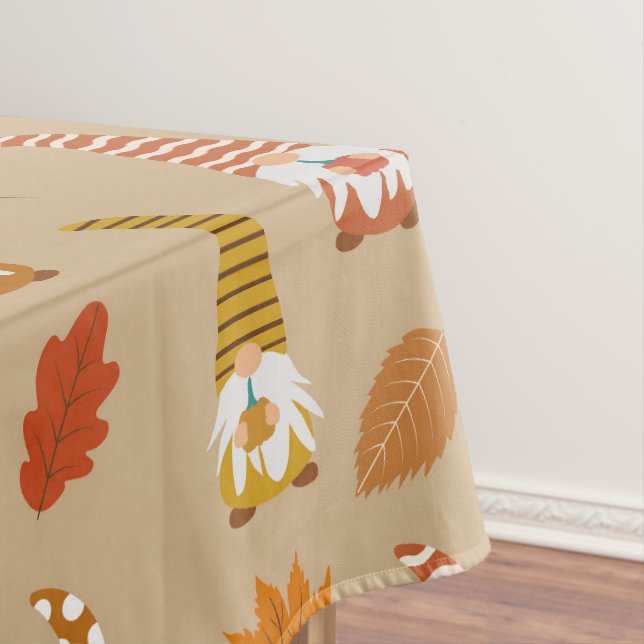 Thanksgiving Gnomes with Autumn Leaves   Tablecloth (In Situ)