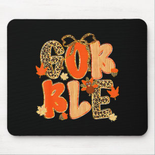 Thanksgiving Gobble Coquette Preppy Leopard Turkey Mouse Pad