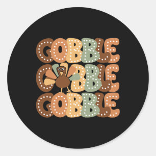 Thanksgiving Gobble Turkey Family Matching Men Wom Classic Round Sticker