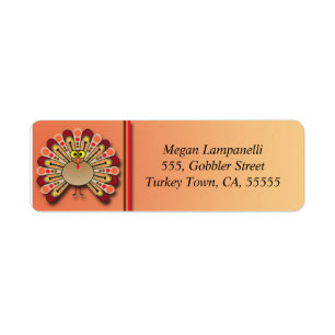 Thanksgiving goggly eyed turkey return address label