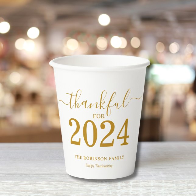 Thanksgiving Gold Script Modern Paper Cups (Creator Uploaded)