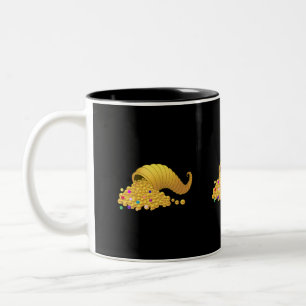 Thanksgiving Golden Horn of Plenty Two-Tone Coffee Mug