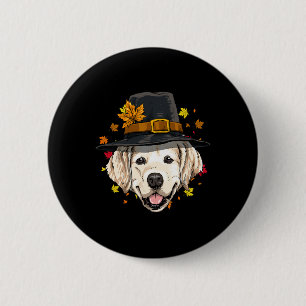 Thanksgiving Golden Retriever Pilgrim Turkey Day A 6 Cm Round Badge